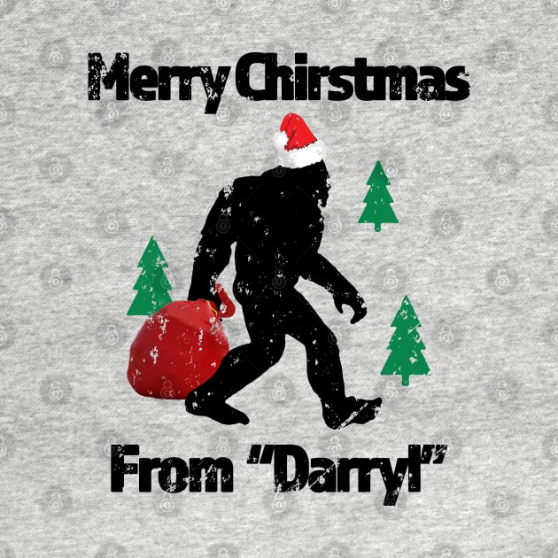 Merry Chiristmas From Darryl - Great Christmas Gift for the Believer - Black Lettering & Multi Color Logo design - Distressed Look by RKP'sTees